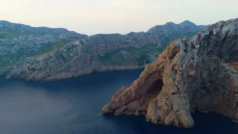 Breathtaking coastal landmark, dramatic limestone cliffs, aerial view Stock Footage 309534356