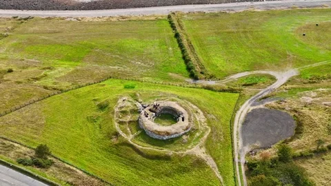 Breathtaking Coastal Views of Carn Liath Prehistoric Fort Stock Footage 330675145