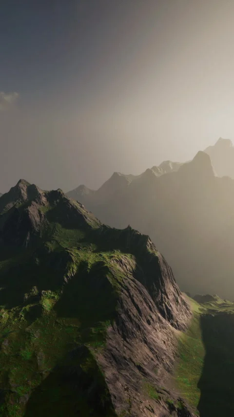 A breathtaking computer-generated mountain range landscape Stock Footage 279548732