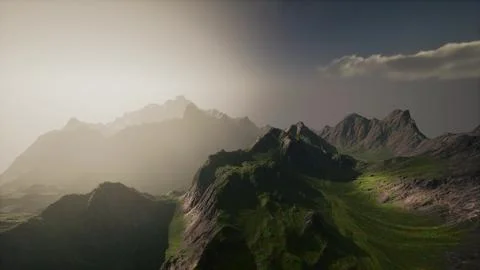 A breathtaking computer-generated mountain range Stock Illustration