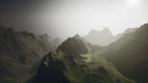 A breathtaking computer-generated mountain range Stock Illustration