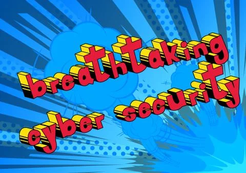 Breathtaking Cyber Security - Comic book style word on abstract background. Stockillustratie