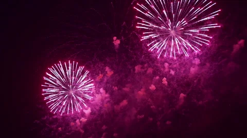 A Breathtaking Display of Fireworks Illuminates the Night Sky Stock Footage 302535084