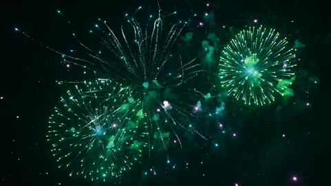 A Breathtaking Display of Fireworks Illuminates the Night Sky, Filling It With Video stock 310605001