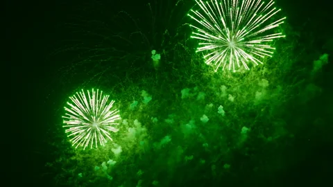 A Breathtaking Display of Fireworks Illuminates the Night Sky 스톡 동영상 343629563