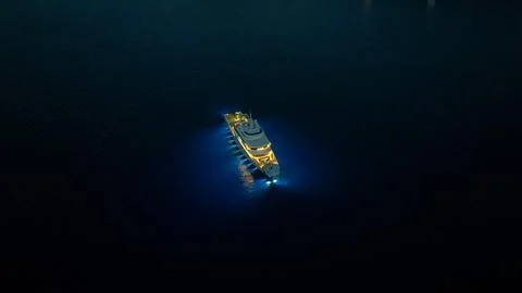 A breathtaking drone photo capturing a luxurious superyacht Stock Photos