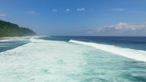 Breathtaking Drone Shot Beach Shipwreck Nunggalan Ocean Waves 4K 動画素材 340277131