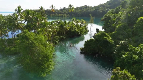 Breathtaking Drone Shot Clear Turquoise Water Paisu Pok Lake 4K Stock-Footage 337259471