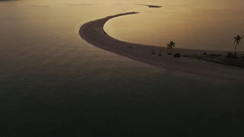 Breathtaking Drone Shot Laem Haad Beach Sand Spit Sunrise 4K Stock Footage 341697925