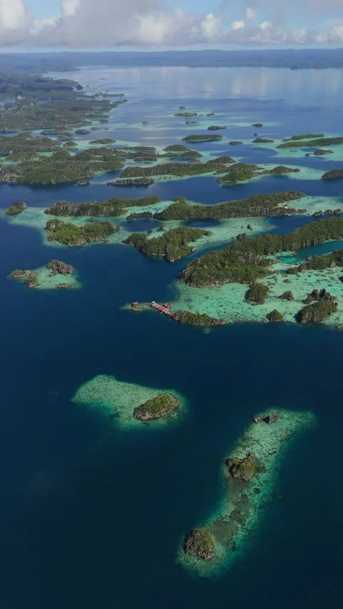 Breathtaking Drone Shot Limestone Cliffs Misool Indonesia 4K Stock-Footage 336503743