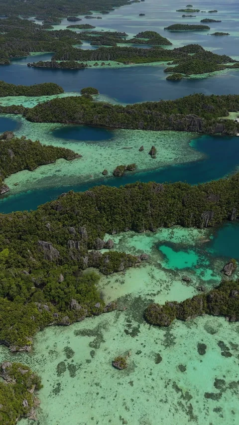 Breathtaking Drone Shot Limestone Cliffs Misool Indonesia 4K 動画素材 336579968