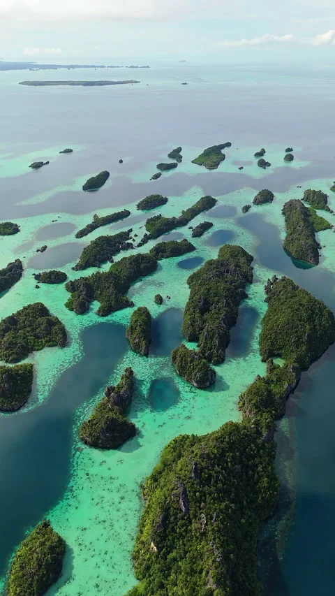 Breathtaking Drone Shot Limestone Cliffs Misool Indonesia 4K 動画素材 336640705