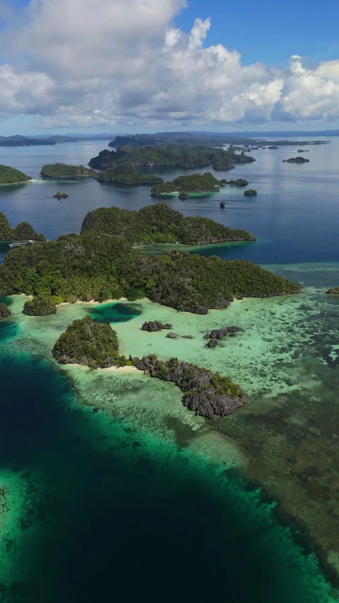 Breathtaking Drone Shot Limestone Cliffs Misool Indonesia 4K 動画素材 336746779