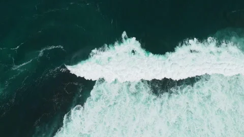 Breathtaking Drone Shot Surfer Waiting for Waves Uluwatu Ocean 4K Stock Footage 340283038