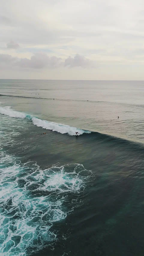 Breathtaking Drone Shot Surfer Waiting for Waves Uluwatu Ocean 4K Stock Footage 340425091