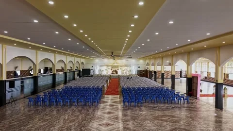 A breathtaking drone video captures a grand royal wedding stage setup with .. Stock-Footage 346714561