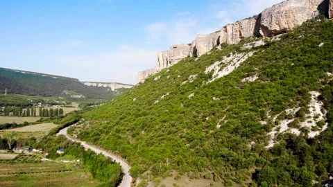 Breathtaking drone view of the mountain slope. The mountainous area Stock Footage 157821213