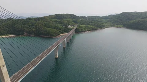 Breathtaking Drone View of Takashima Bridge and the Sea in Western Japan Stock Footage 337729606