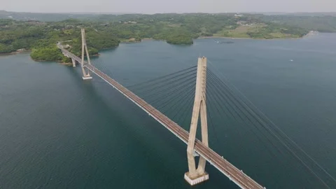 Breathtaking Drone View of Takashima Bridge and the Sea in Western Japan Stock Footage 337729905