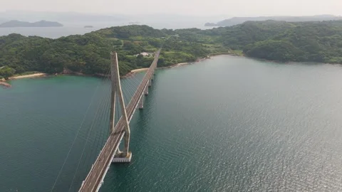 Breathtaking Drone View of Takashima Bridge and the Sea in Western Japan Stock Footage 337729997