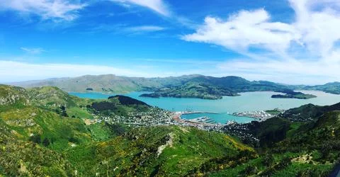 A Breathtaking Elevated View of Mt Cavendish Scenic Reserve, New Zealand Foto stock