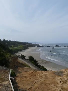 Breathtaking elevated view of Seal Rock State Recreation Site, featuring a .. Stock Photos