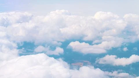 Breathtaking Fluffy Clouds In The Blue Sky Cloudscape Aerial View Shot Over Stock Photos