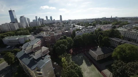 Breathtaking FPV Drone Flight Over Warsaw Showcases Vibrant City Life Stock Footage 281060730