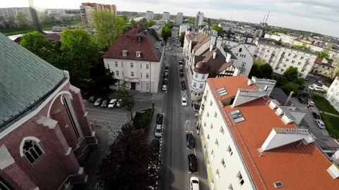 Breathtaking FPV Drone Flight Over Historic Opole, Poland Stock Footage 281772411