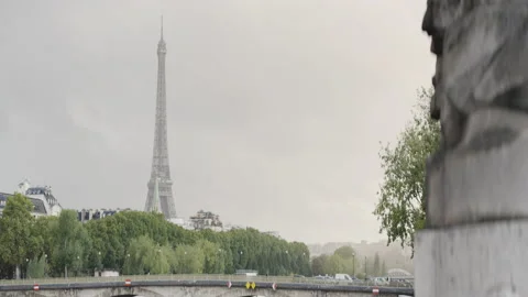 Breathtaking landscape with the Effel tower in Paris, France. Action. Summer Stock Footage 224564135
