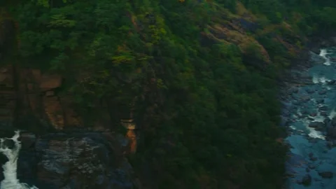 Breathtaking Magod Falls cascade through the lush Western Ghats of Karnatak.. Stock Footage 341355130
