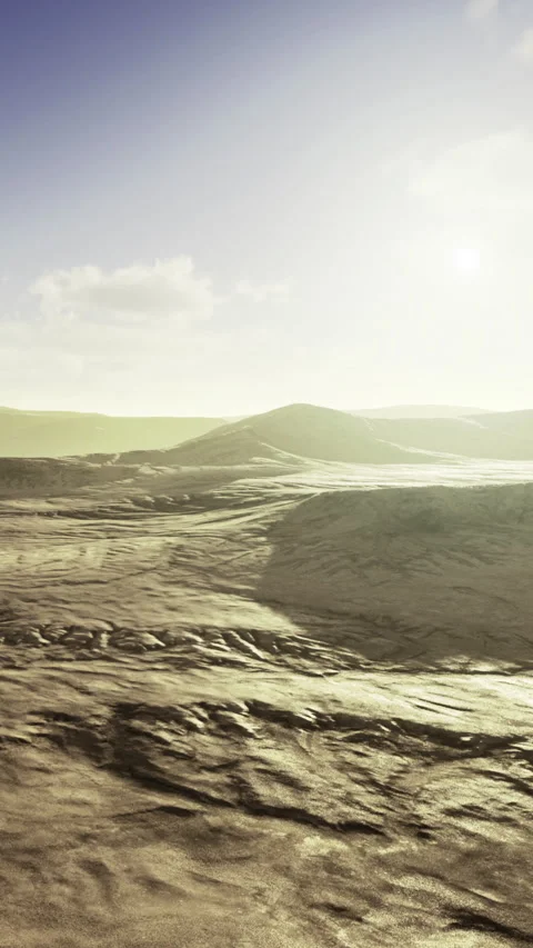 Breathtaking morning light washes over an ancient, rugged landscape Stock Footage 335236959