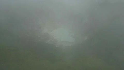 Breathtaking Mount Mahawu Volcano Mist Landscape Aerial View Stock Footage 339853953