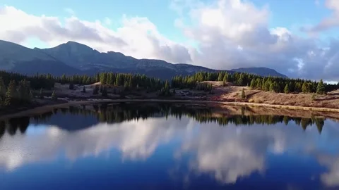 Breathtaking Mountain Lake Reflection at Sunset - Scenic Alpine Landscape Stock Footage 328933027