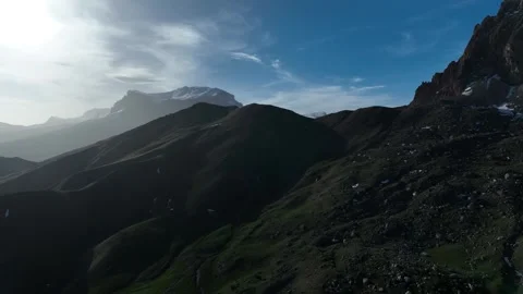 Breathtaking Mountain Landscape with Clear Sky and Snow-Capped Peaks Stock Footage 341905174
