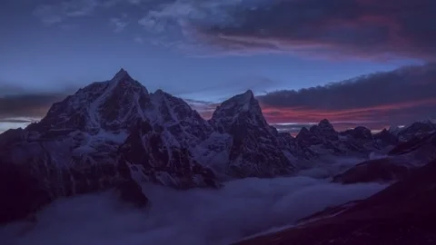 Breathtaking Mountain Landscape at Dusk with Dramatic Clouds Stock Footage 323299073