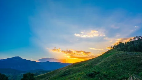 Breathtaking Mountain Sunset On Ski Slopes Time Lapse 4K Stock Footage 128837349