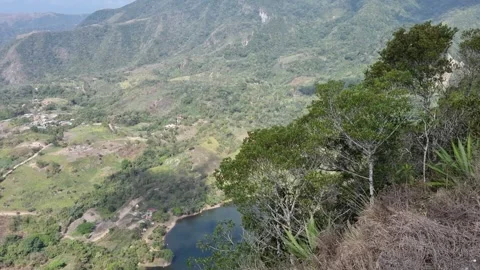 Breathtaking Mountain Valley View From High Lookout Point Stock Footage 345101647