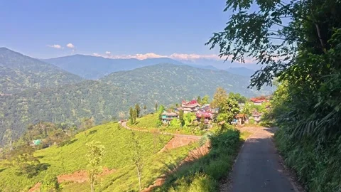 Breathtaking Mountain View and Winding Road Landscape Stock-Footage 340278928
