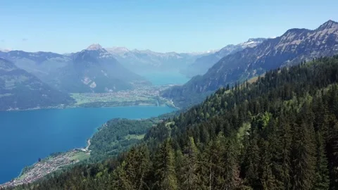 Breathtaking mountain view over the serene lake at midday Stock Footage 320266966