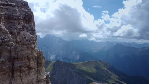 Breathtaking mountain views from a high cliff in Italy Stock Footage 320304179