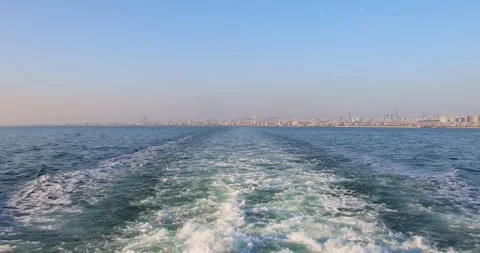 Breathtaking panoramic view of Istanbul from a moving ship on the Marmara Sea Stock Footage 299818580