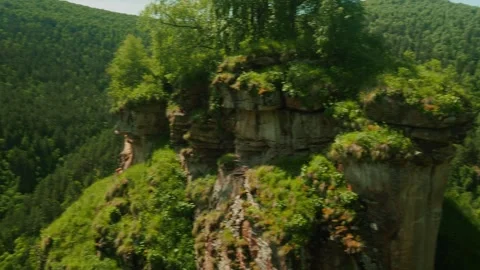 Breathtaking panoramic view of lush green valleys and mountains in a serene Video stock 313108587