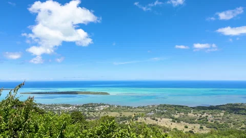 Breathtaking panoramic view of the Mauritius coastline.Idyllic summer scenery Stock Footage 312002148