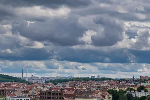 Breathtaking panoramic view of Prague, showcasing its historic city center with Stock Photos