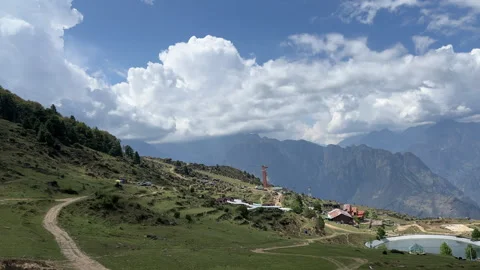 Breathtaking panoramic view of the snow-capped Himalayan mountains Stock Footage 336946167