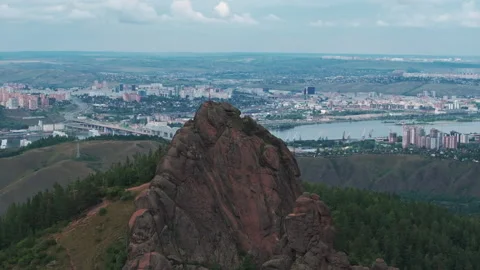 A Breathtaking Panoramic View of a Vibrant Cityscape From Majestic Mountain Stock Footage 257116156