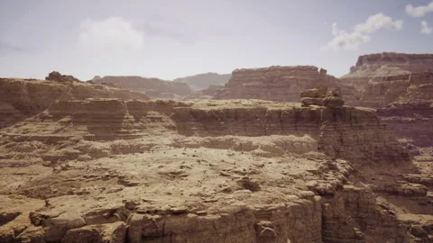 Breathtaking panoramic vista with distant valley and soft cloud outlines Stock Footage 329943349