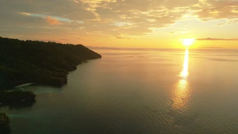 Breathtaking Remote Beach and Isolated Coastline Togian Islands Aerial Stock-Footage 337722574