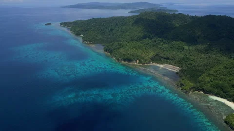 Breathtaking Remote Beach and Isolated Coastline Togian Islands Aerial Video stock 337723566